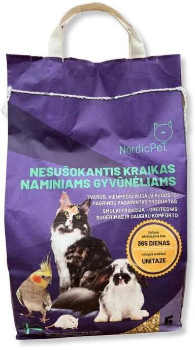 Vienmečių augalų pluošto kraikas naminiams gyvūnėliams Nordicpet, 5 L