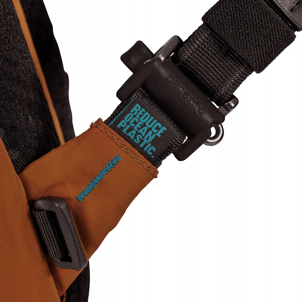 Vienos peties kuprinė, krepšys Pacsafe ECO 12L su RFID apsauga nuo vagysčių, oranžinė spalva