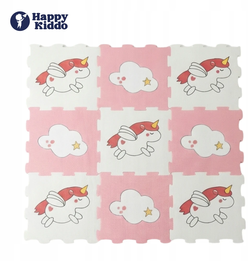 Anek Smily Play VIENRAGIS PUOTŲ KILIMAS Happy Kiddo lavinamoji dėlionė 90x90 cm 9 vnt.