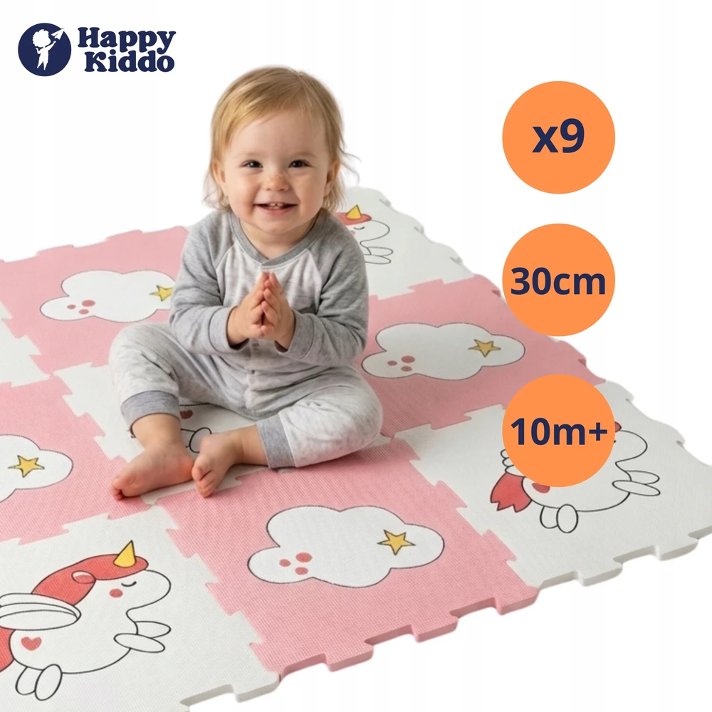 Anek Smily Play VIENRAGIS PUOTŲ KILIMAS Happy Kiddo lavinamoji dėlionė 90x90 cm 9 vnt.