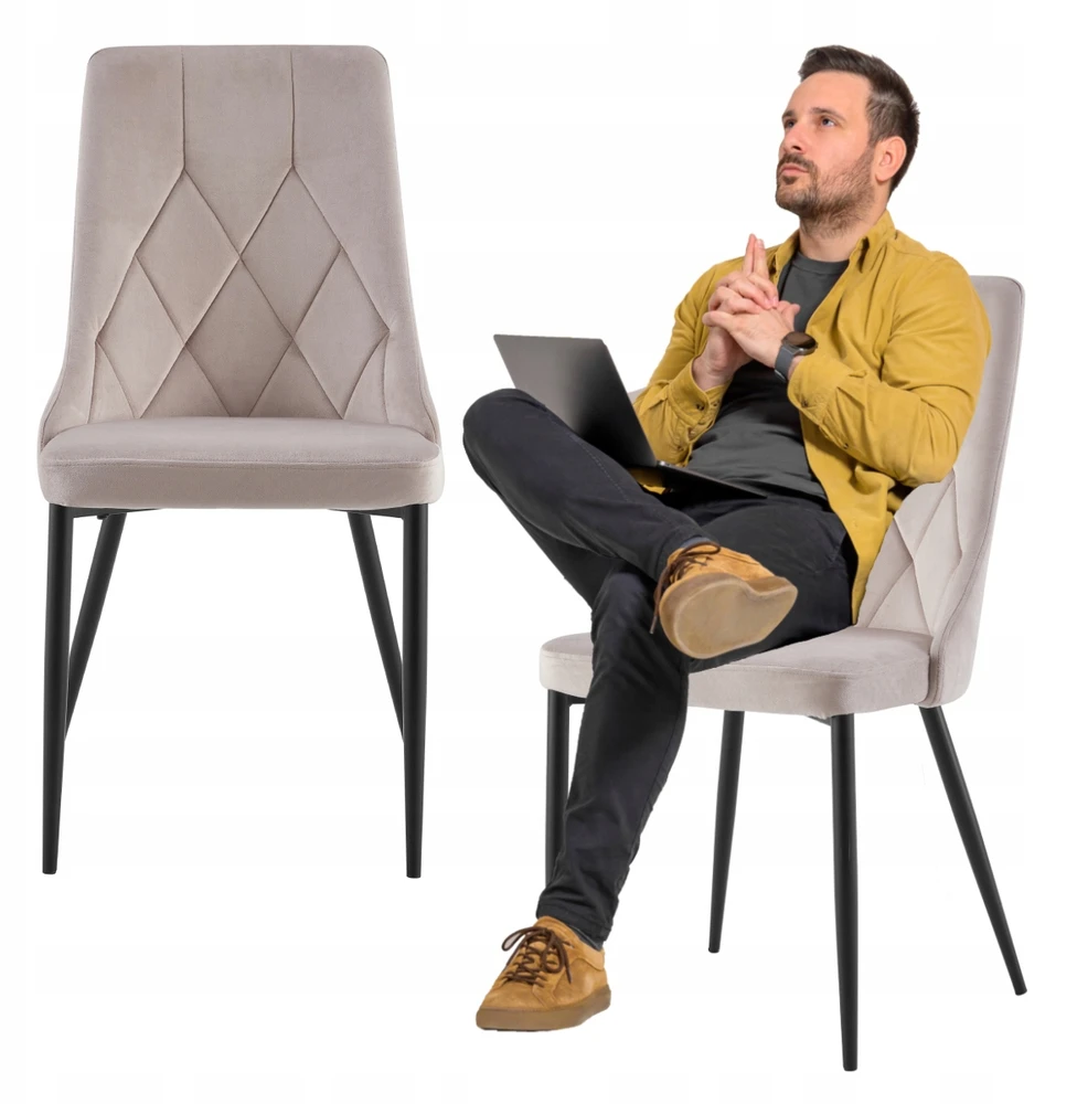 Viking Šiuolaikinė minkšta aksominė kėdė svetainei, valgomajam, BEIGE