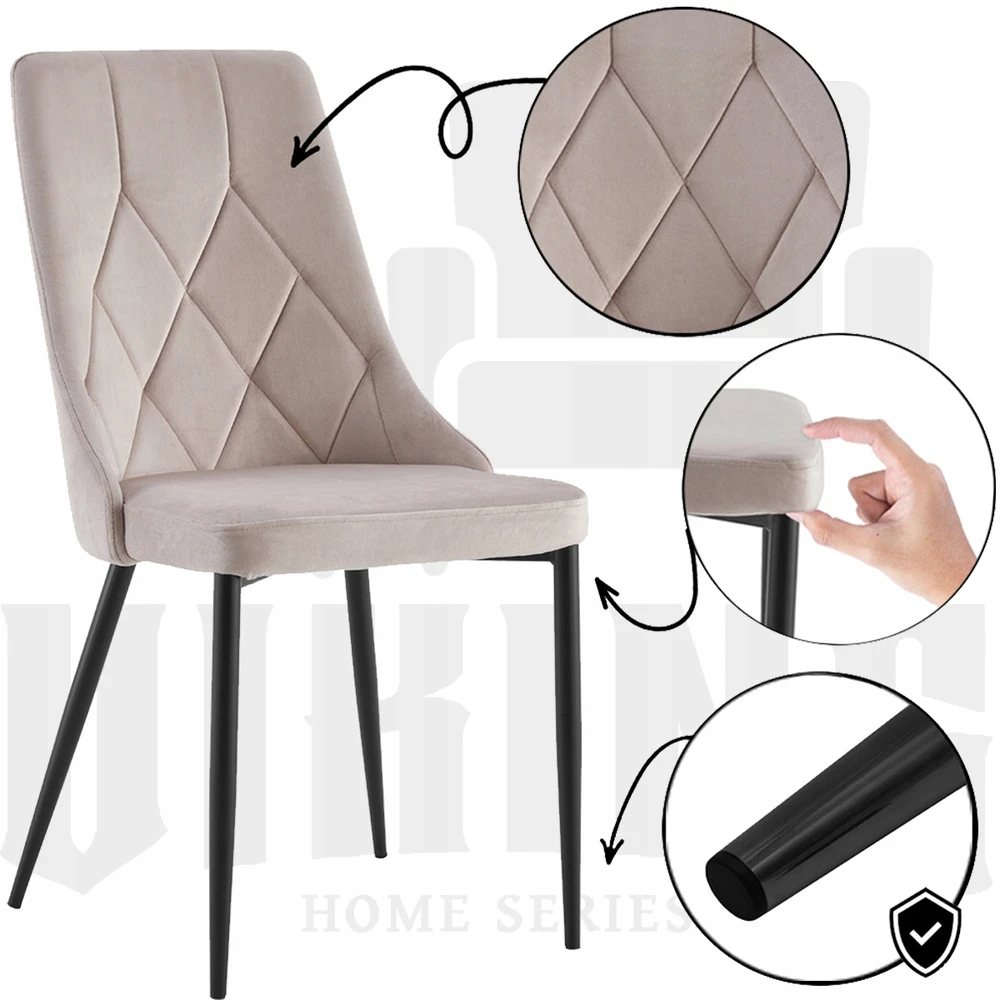Viking Šiuolaikinė minkšta aksominė kėdė svetainei, valgomajam, BEIGE