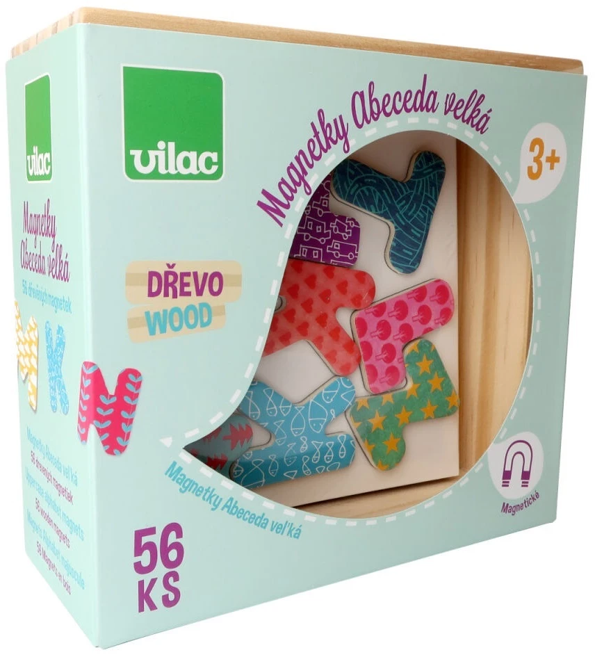 Vilac Drewniane magnesy duży alfabet 56 vnt