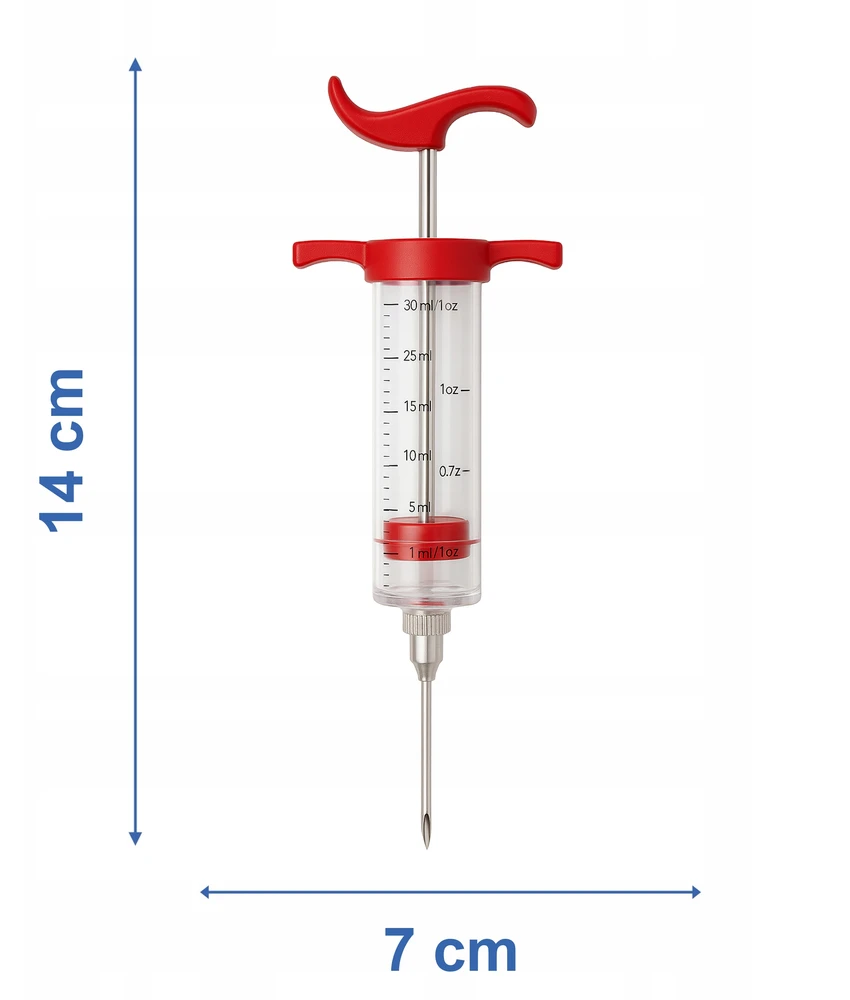 Vilcor Švirkštas / Mėsos injektorius + 3 adatos 30 ml Raudonas Universalus