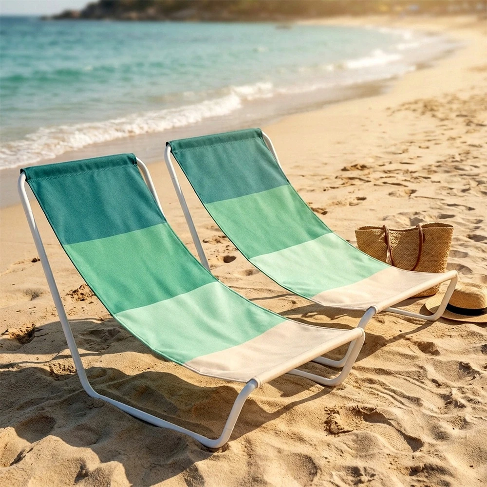 Vilde 2x GARDEN BEACH gultai, turistinio kempingo sulankstomas nešiojamas fotelis