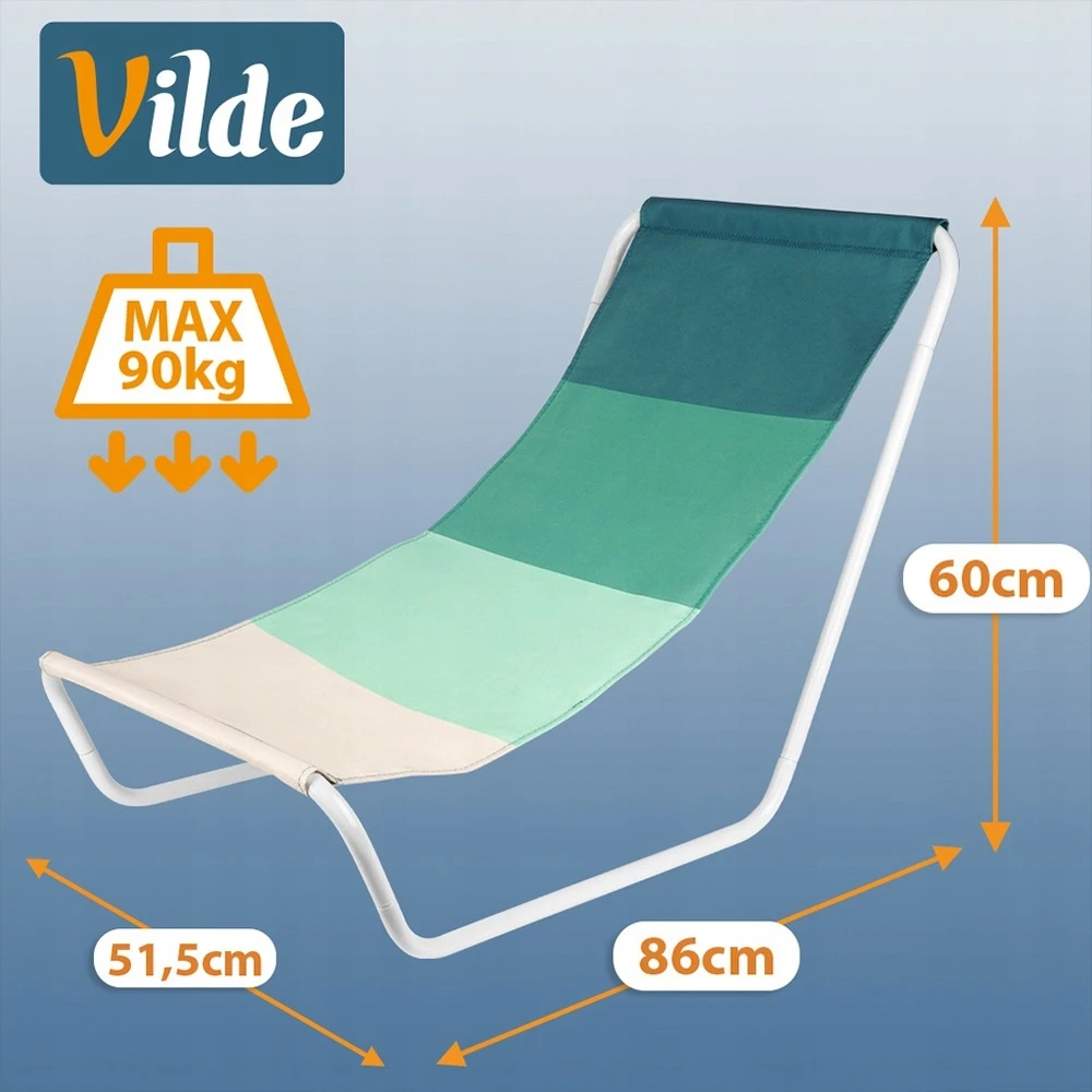 Vilde 2x GARDEN BEACH gultai, turistinio kempingo sulankstomas nešiojamas fotelis
