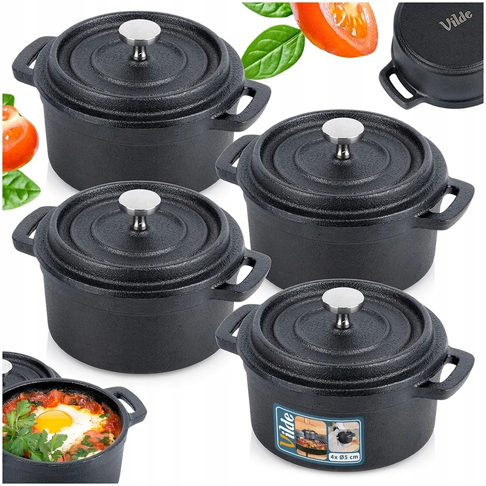 Vilde 4x ketaus puodas, puodas, indas, ramekinas, patiekimui, gratina, 250 ml