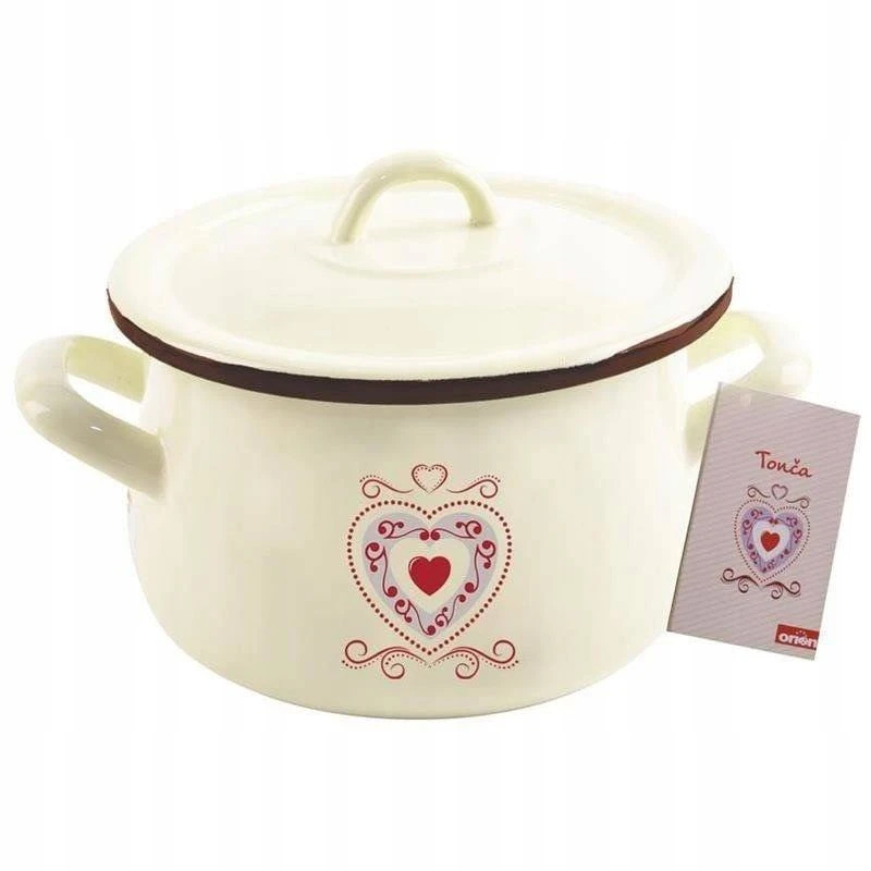 Vilde EMALINIS PLIENINIS PUODAS SU KEPIMO DANGIU, TRADICINIS, 16 cm, 2,3 l