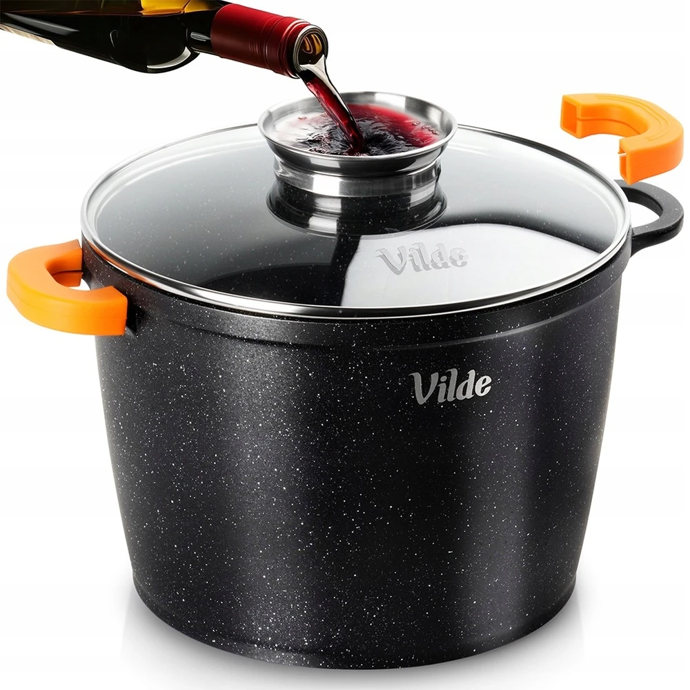Granitinis puodas su stikliniu dangčiu Vilde Terruna Aroma 24 cm, 6,7 l