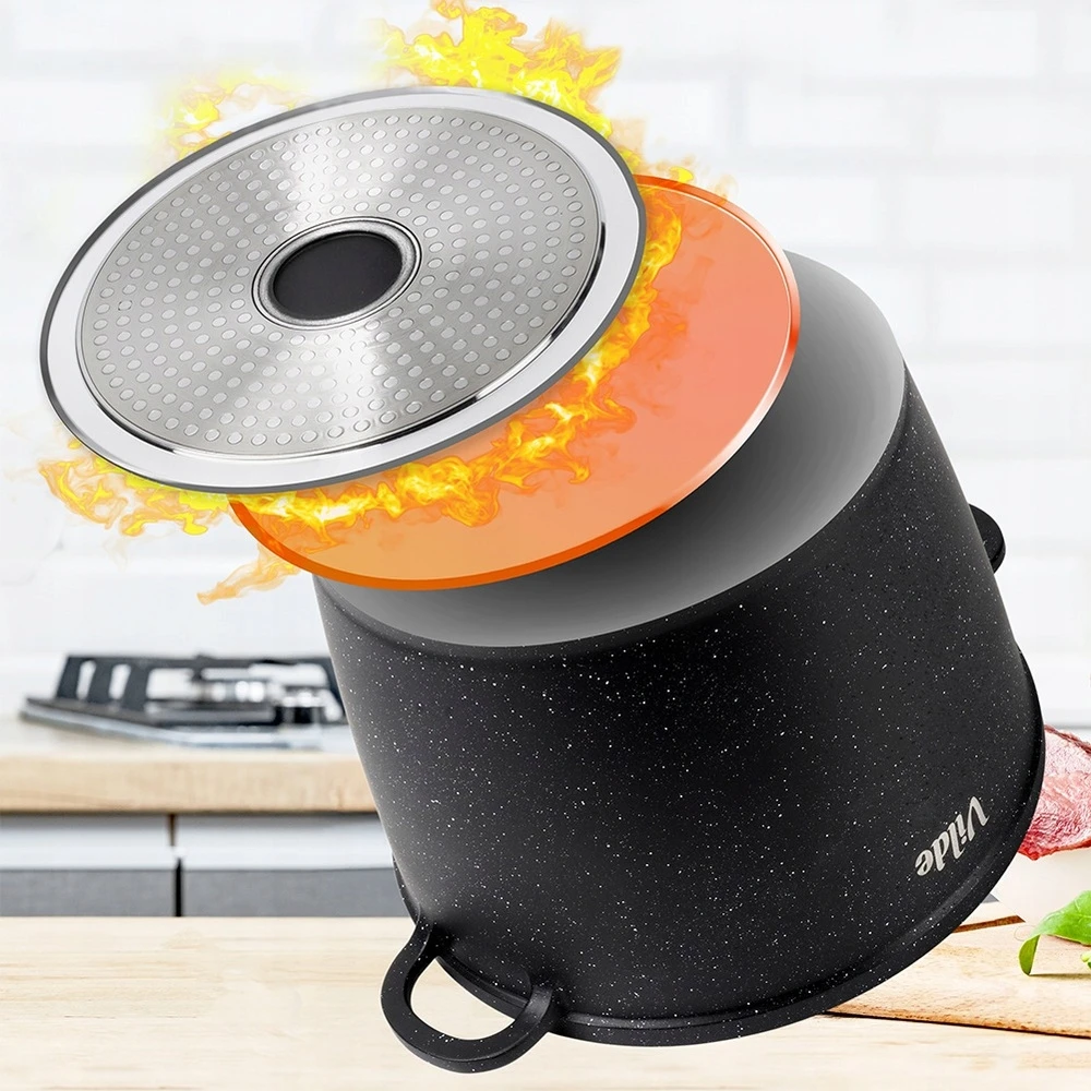 Granitinis puodas su stikliniu dangčiu Vilde Terruna Aroma 24 cm, 6,7 l