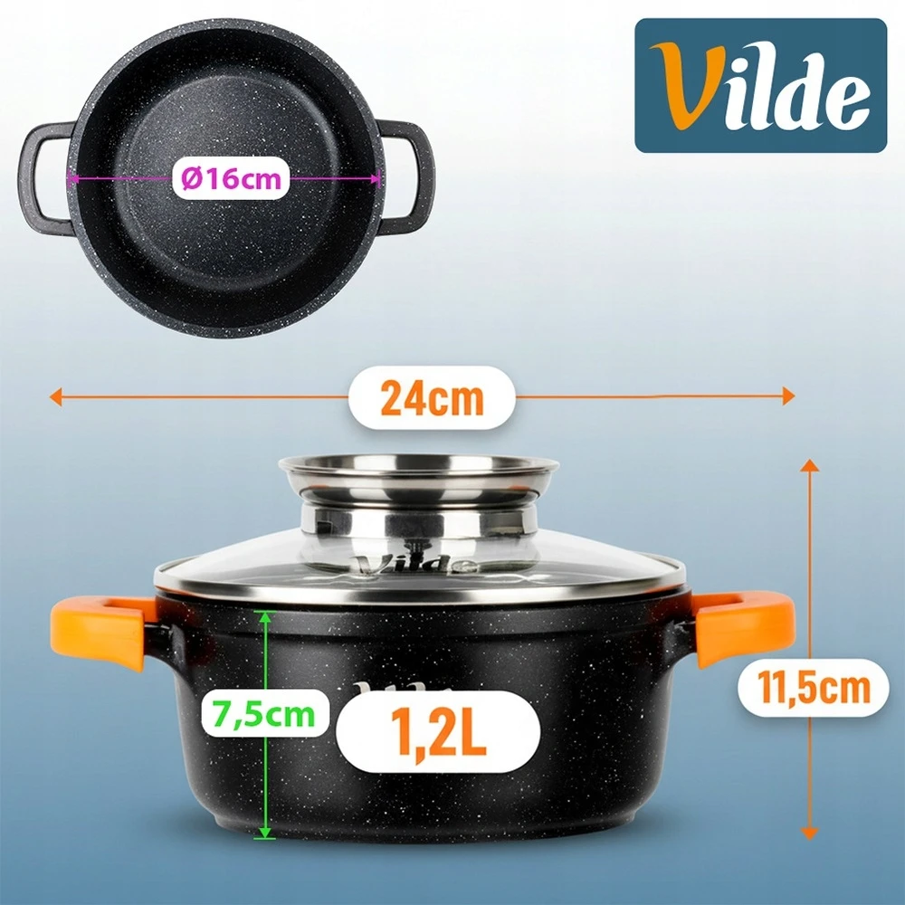Vilde Puodas granitiniu paviršiumi TERRUNA AROMA 16 cm, 1,2 l