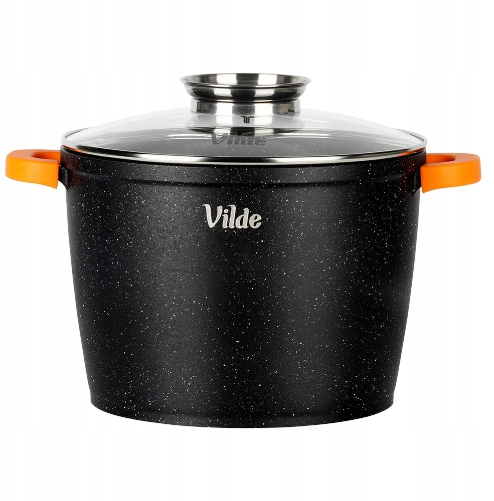 Granitinis puodas su stikliniu dangčiu Vilde Terruna Aroma 24 cm, 6,7 l