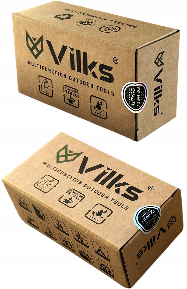 VILKS MULTITOOL daugiafunkcinis išgyvenimo rinkinys FIRST STAINLESS Steel Case BITS