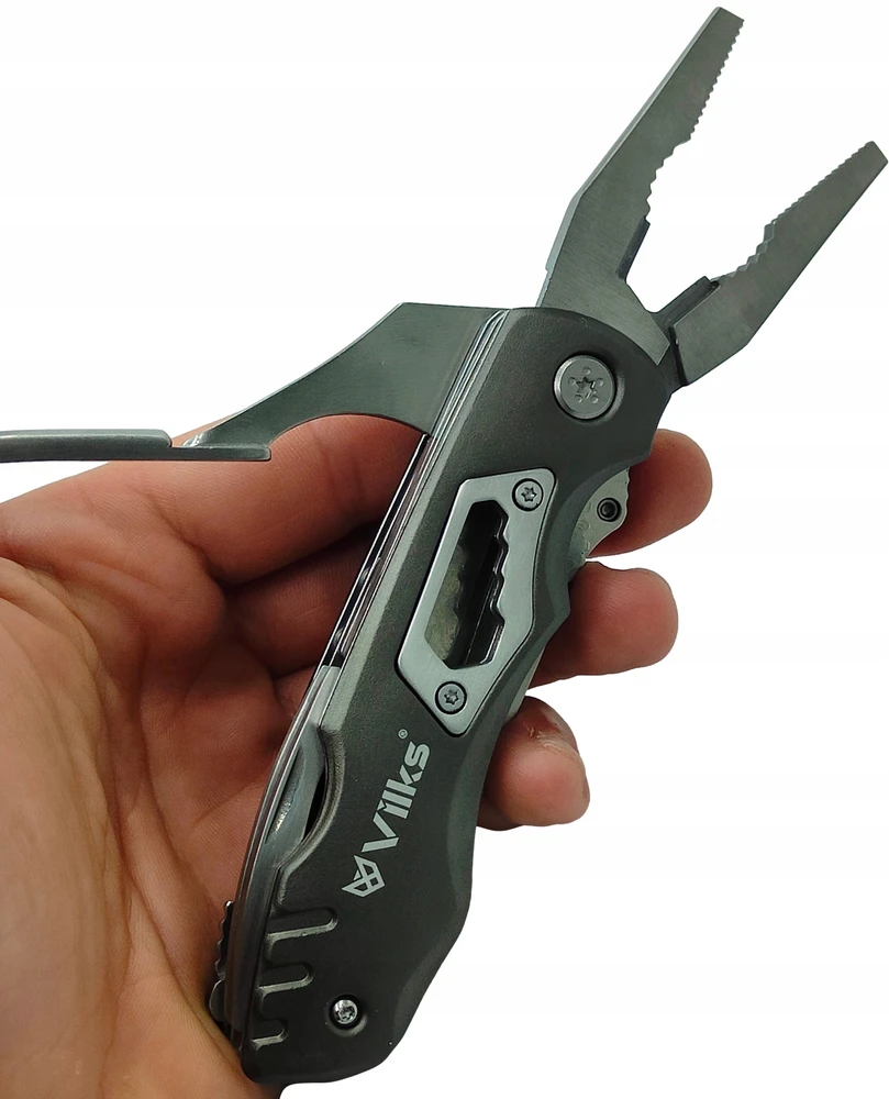 VILKS MULTITOOL daugiafunkcinis išgyvenimo rinkinys sulankstomų peilių kombinuotų replių BITS dėklas