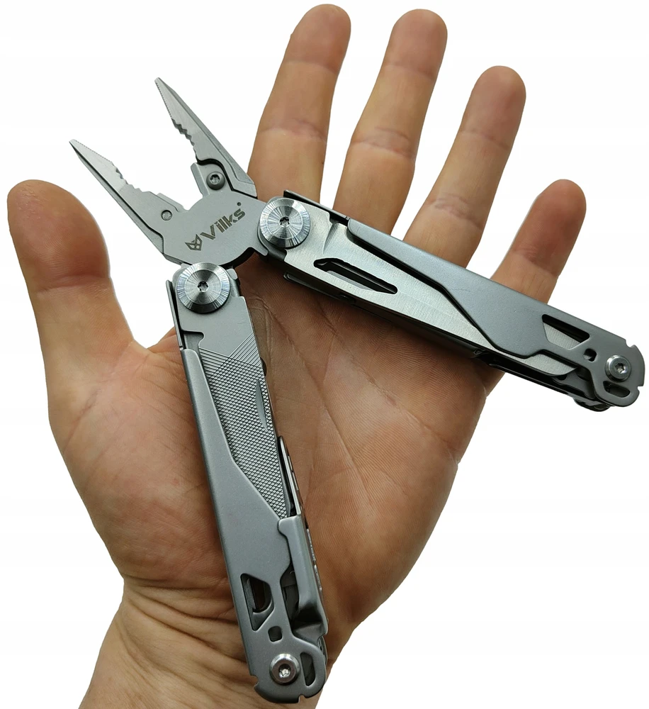 VILKS MULTITOOL daugiafunkcinis kišeninių peilių rinkinys STAINLESS SURVIVAL plieno dėklo antgaliai
