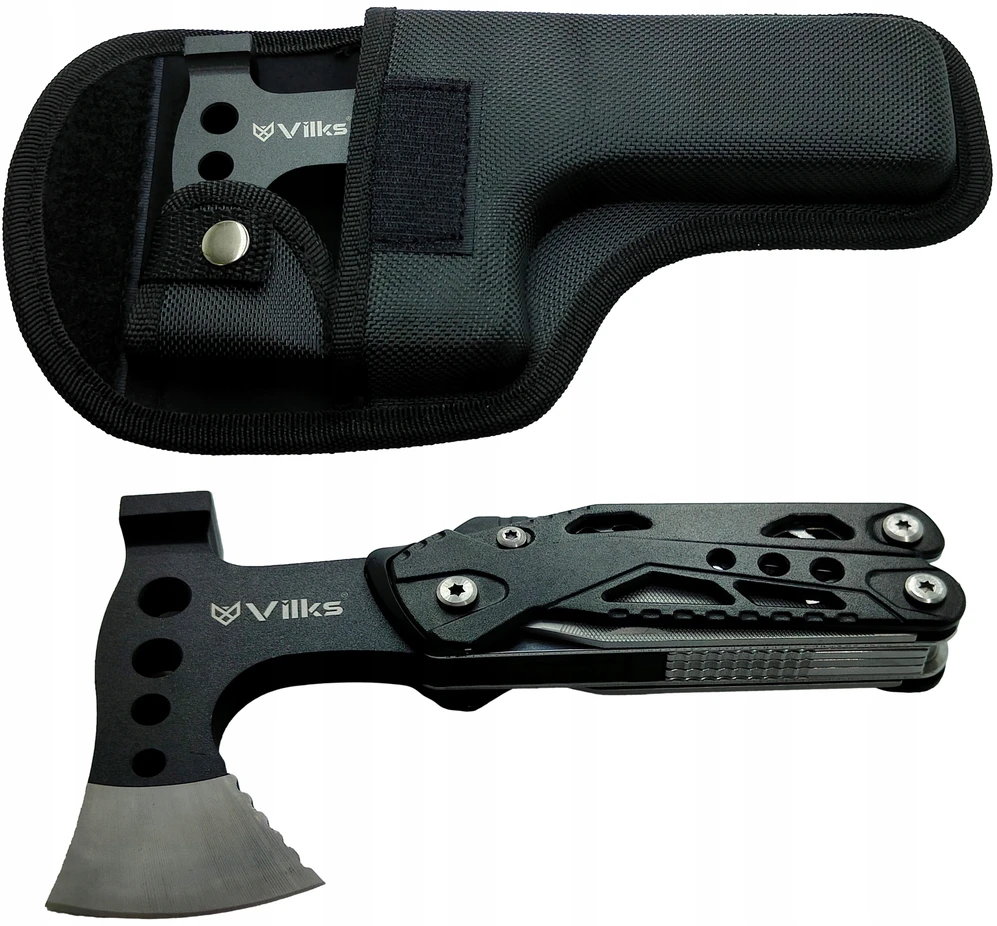 Vilks MULTITOOL Hatchet peilių kombinuotųjų antgalių rinkinys 16in1 SURVIVAL FIRST WISTLE