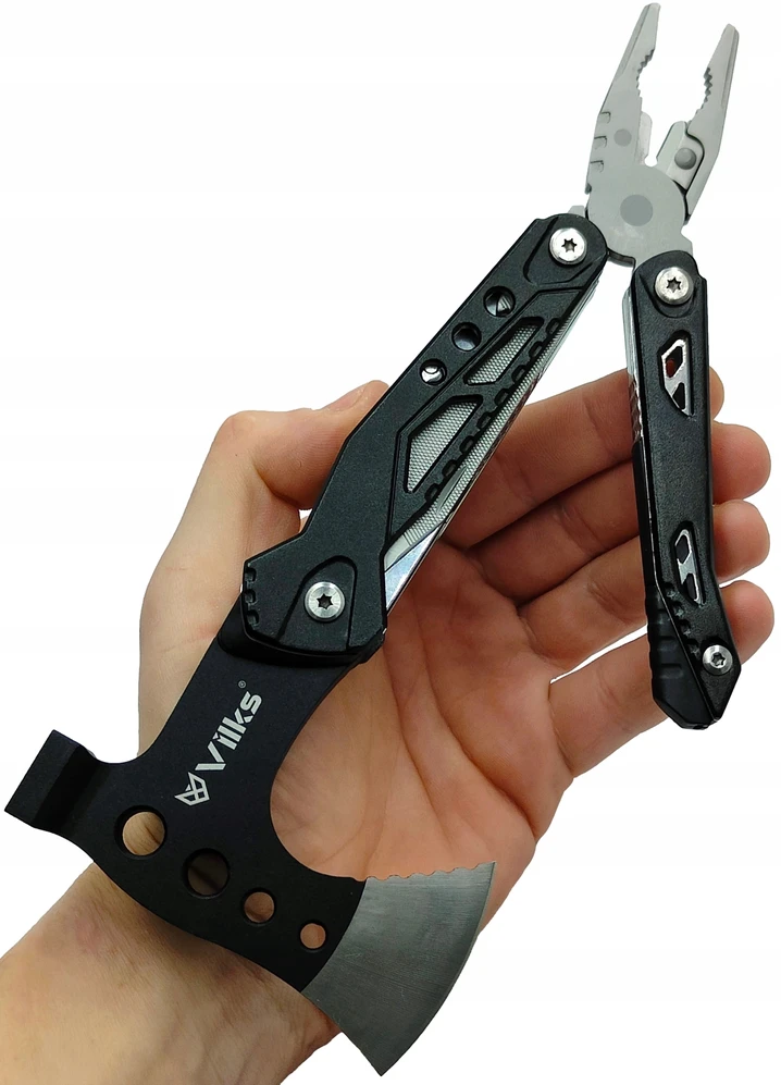 Vilks MULTITOOL Hatchet peilių kombinuotųjų antgalių rinkinys 16in1 SURVIVAL FIRST WISTLE