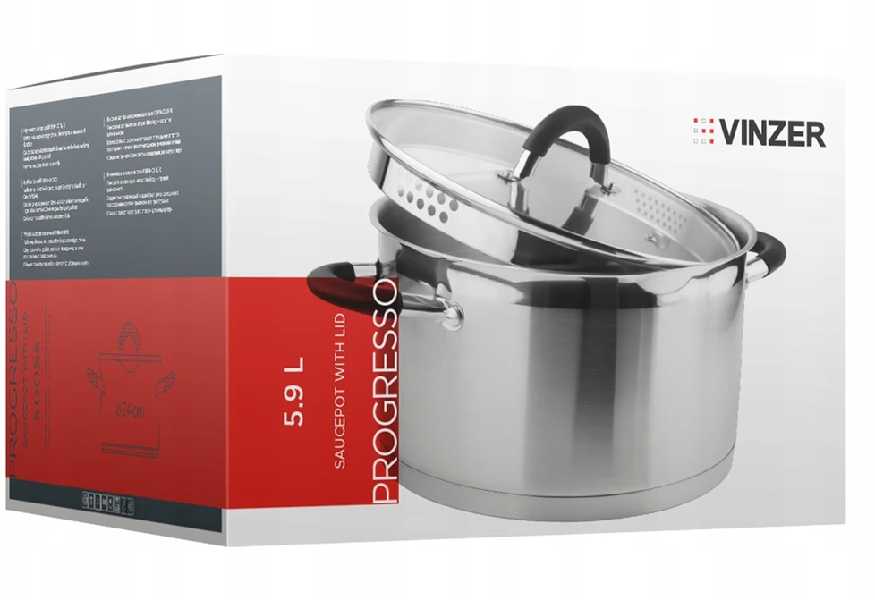 VINZER PROGRESSO puodas su dangteliu 5,9 l 50055