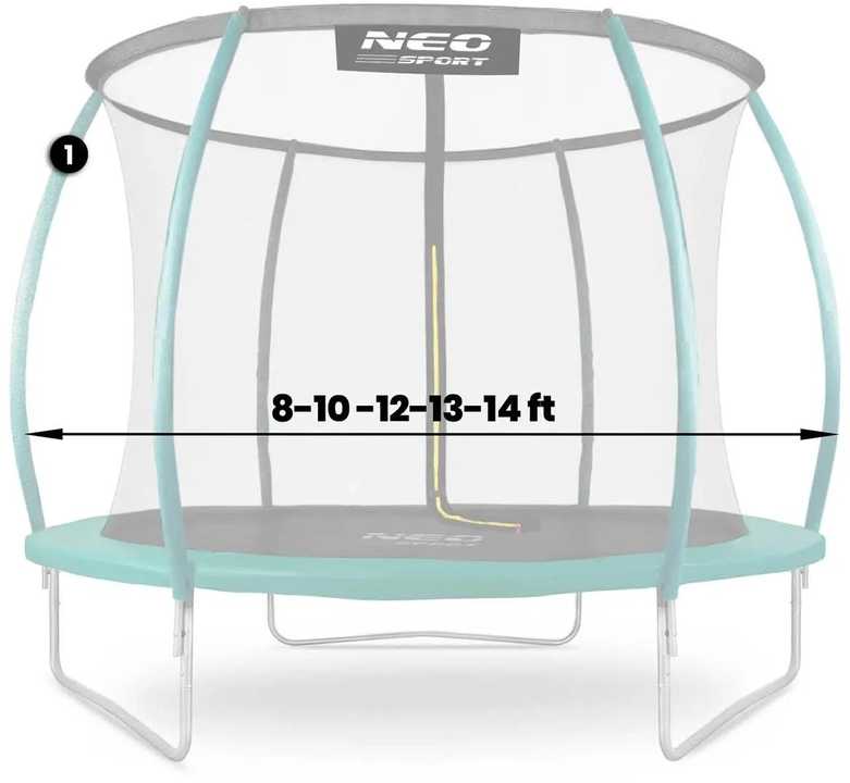 Viršutinis stulpas C tipo batutui 8-14 pėdų, žalias Neo-Sport