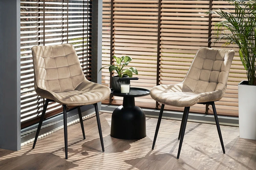 Virtuvės kėdė, TOLA, minkšta, dygsniuota, 53x63x83, smėlio spalvos | TILETEGOTU