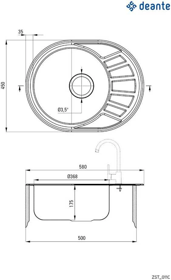 Virtuvinė plautuvė Deante Stock ZST 011C, satin