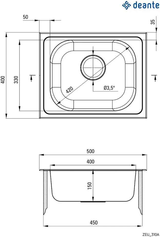 Virtuvinė plautuvė Deante Techno ZEU_310A, decor