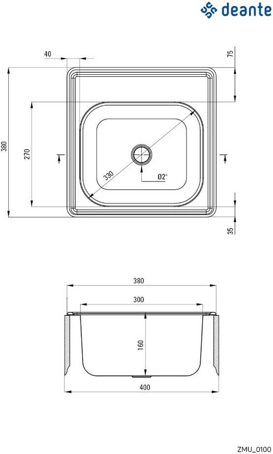 Virtuvinė plautuvė Deante Techno ZMU 0100, satin