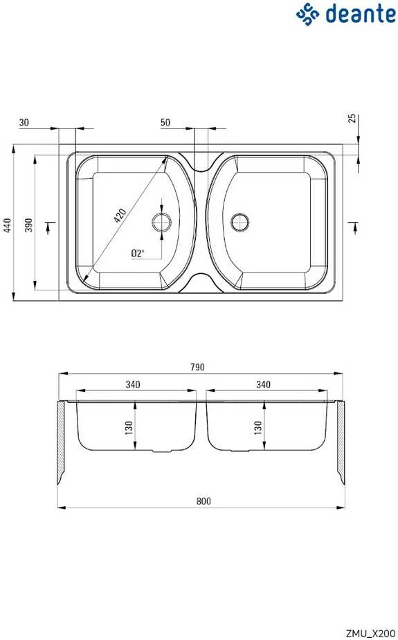 Virtuvinė plautuvė Deante Techno ZMU_0200, satin