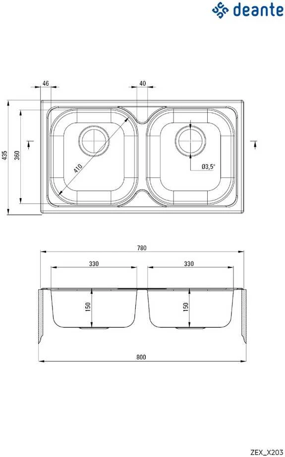 Virtuvinė plautuvė Deante Xylo ZEX 3203, decor