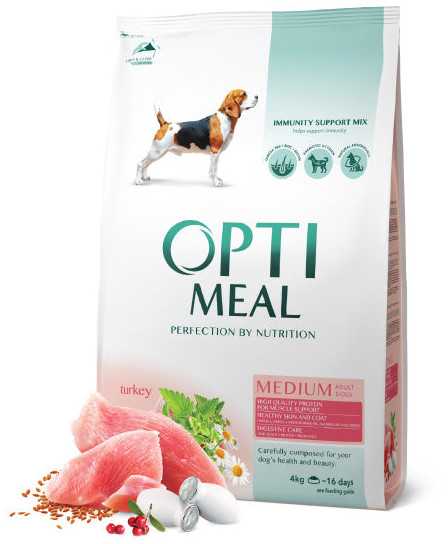 OPTIMEAL maistas vidutinių veislių šunims su kalakutiena, 4kg