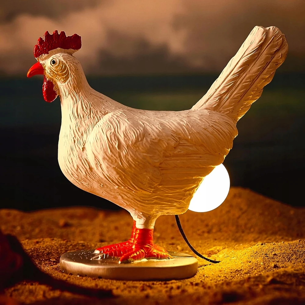 Vištienos kiaušinių lempa, Gaidžio stalo lempa Juokinga 3D tikroviška lempa
