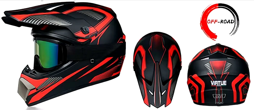 Visureigio šalmas skirtas paspirtukui Full Face, S dydis 55-56 cm + akiniai