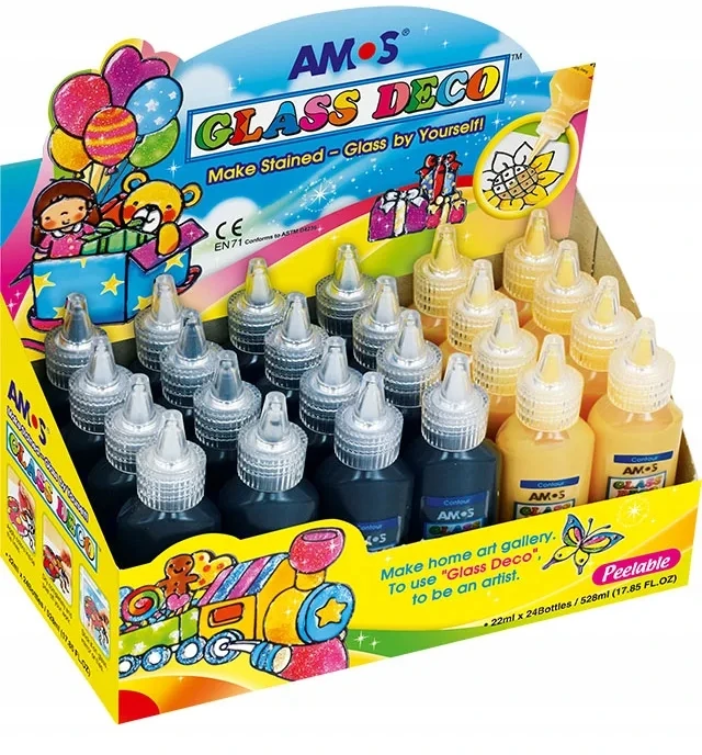 Vitražinių dažų kontūras GD22D24BG, AMOS, 22ml, juodos/aukso sp.