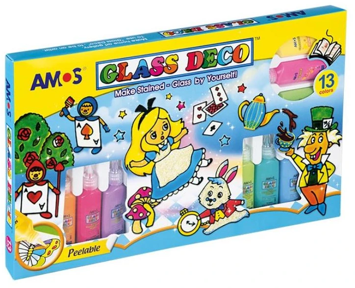 Vitražinių dažų rinkinys GD22P13, Amos, 13 spalvų po 22ml