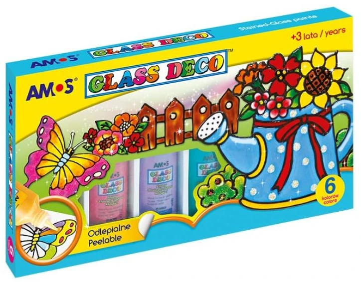 Vitražinių dažų rinkinys GD22PW6, Amos, 6 spalvos po 22ml