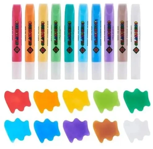 Vitražinių dažų rinkinys SD10P10 ZODIAC, Amos, 10 spalvų po 10,5ml + 12 pakabukų