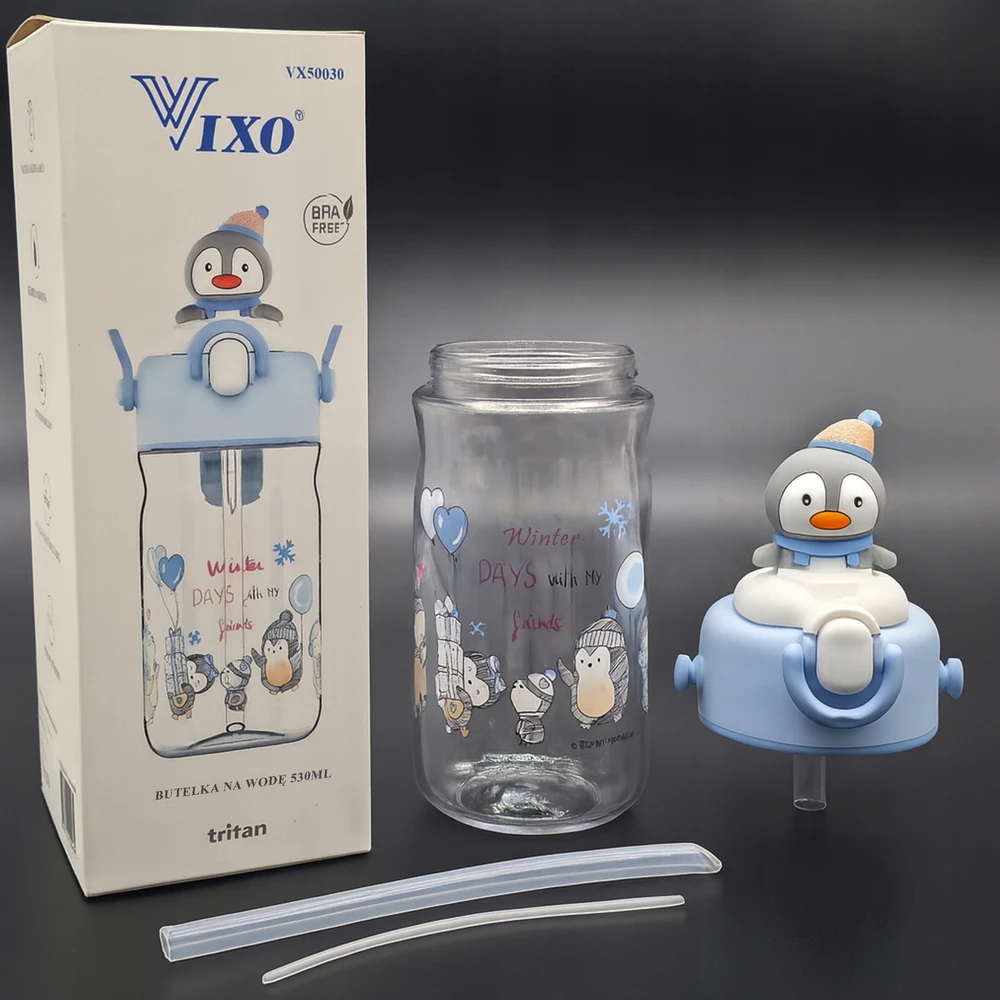 VIXO TRITANO BUTELĖLIS VAIKAMS 530 ml PINGVINŲ BUTELĖLIS BE PAvadėlio rūko