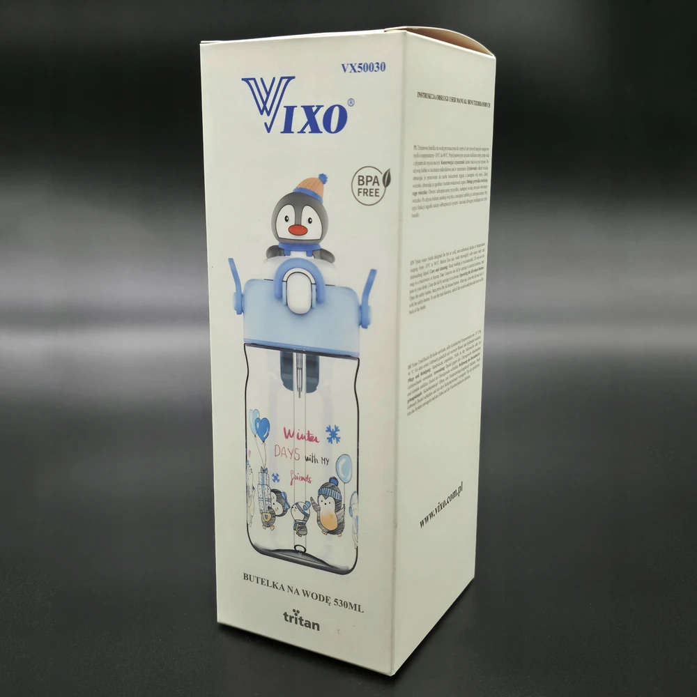 VIXO TRITANO BUTELĖLIS VAIKAMS 530 ml PINGVINŲ BUTELĖLIS BE PAvadėlio rūko