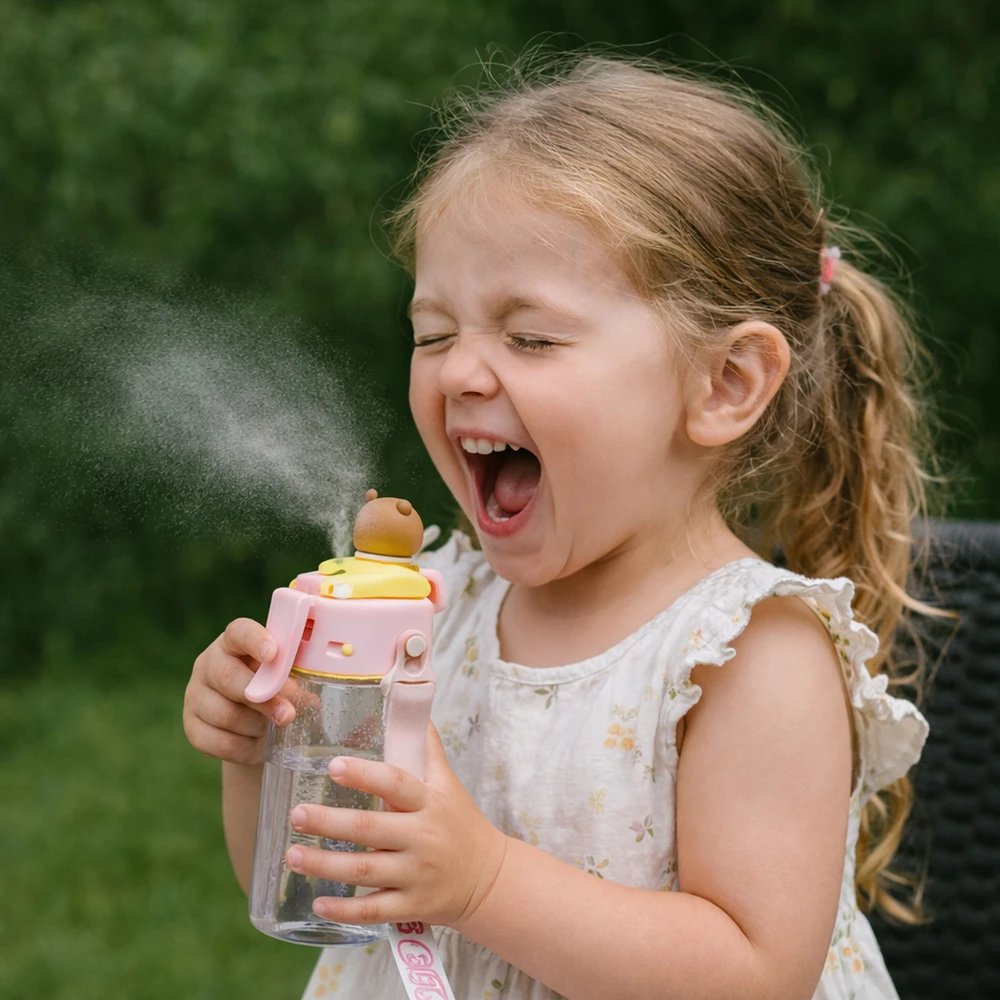 Vixo Vaikiškas buteliukas 530 ml su Tritan BPA Free purškimo dulksna, vandens purškimas