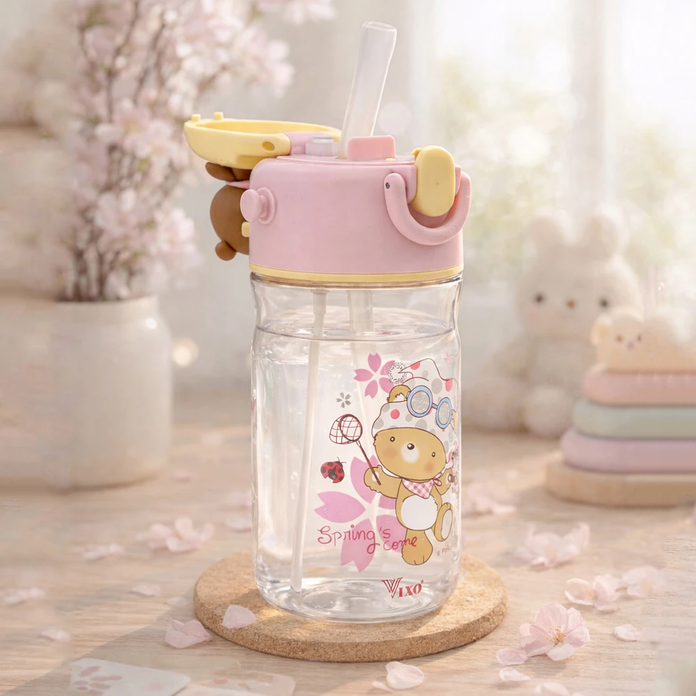 Vixo Vaikiškas buteliukas 530 ml su Tritan BPA Free purškimo dulksna, vandens purškimas