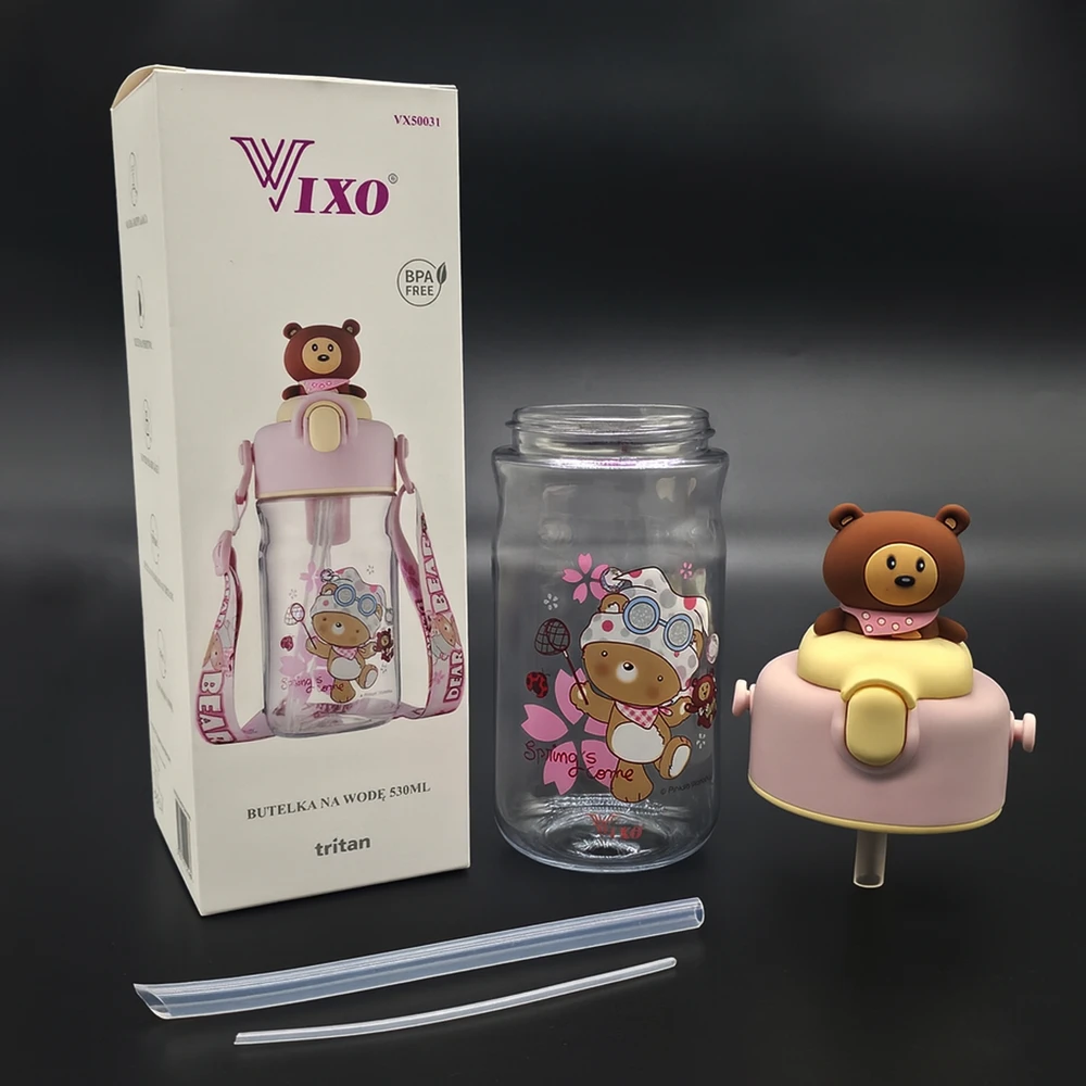 VIXO VAIKO BUTELAS 530 ml BPA BE BPA TRITAN LEASH MIST BUTELE LOKIS