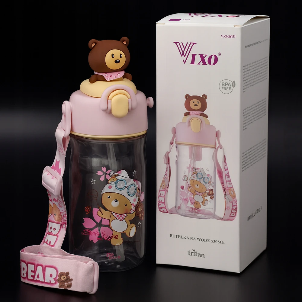 VIXO VAIKO BUTELAS 530 ml BPA BE BPA TRITAN LEASH MIST BUTELE LOKIS