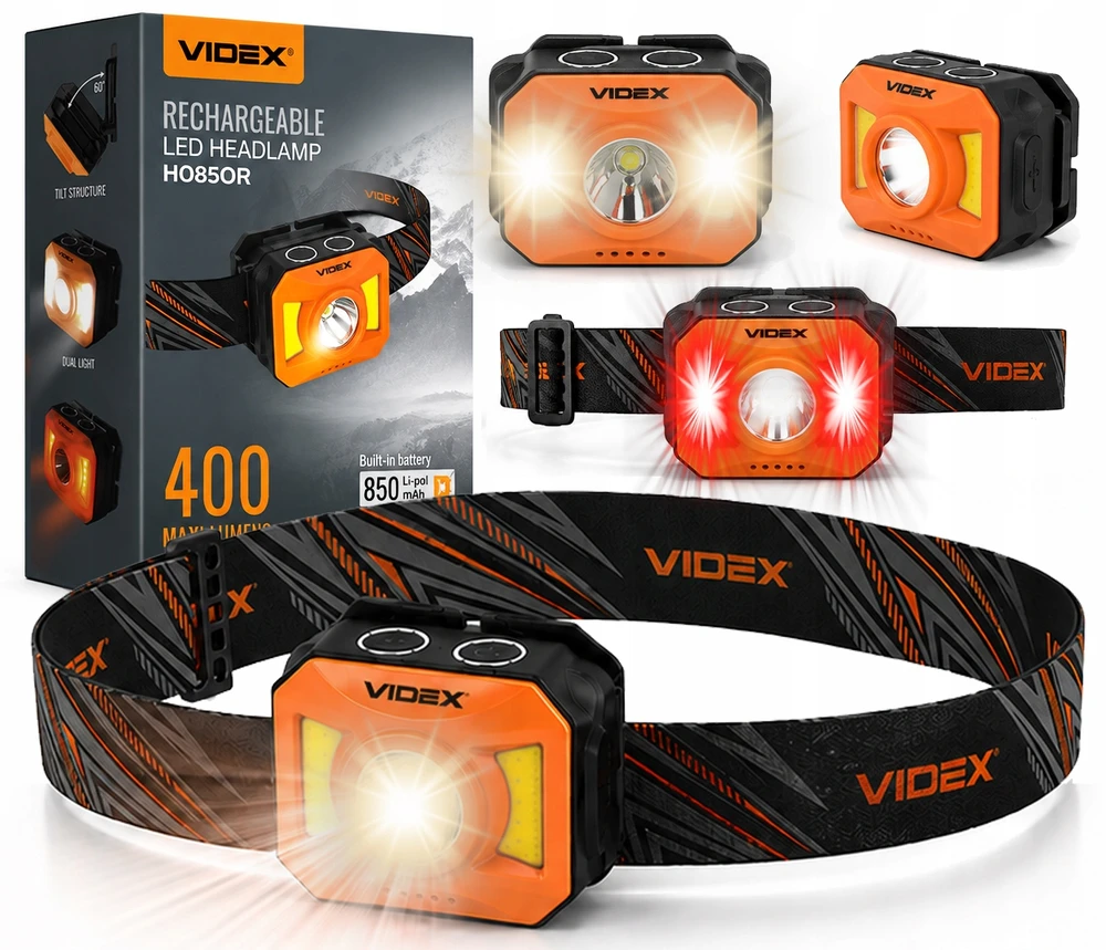 VLF-H085 VIDEX PRIEKINIS ŽIBINTAS vandeniui atsparus USB-C COB CREE priekinis žibintas IP65