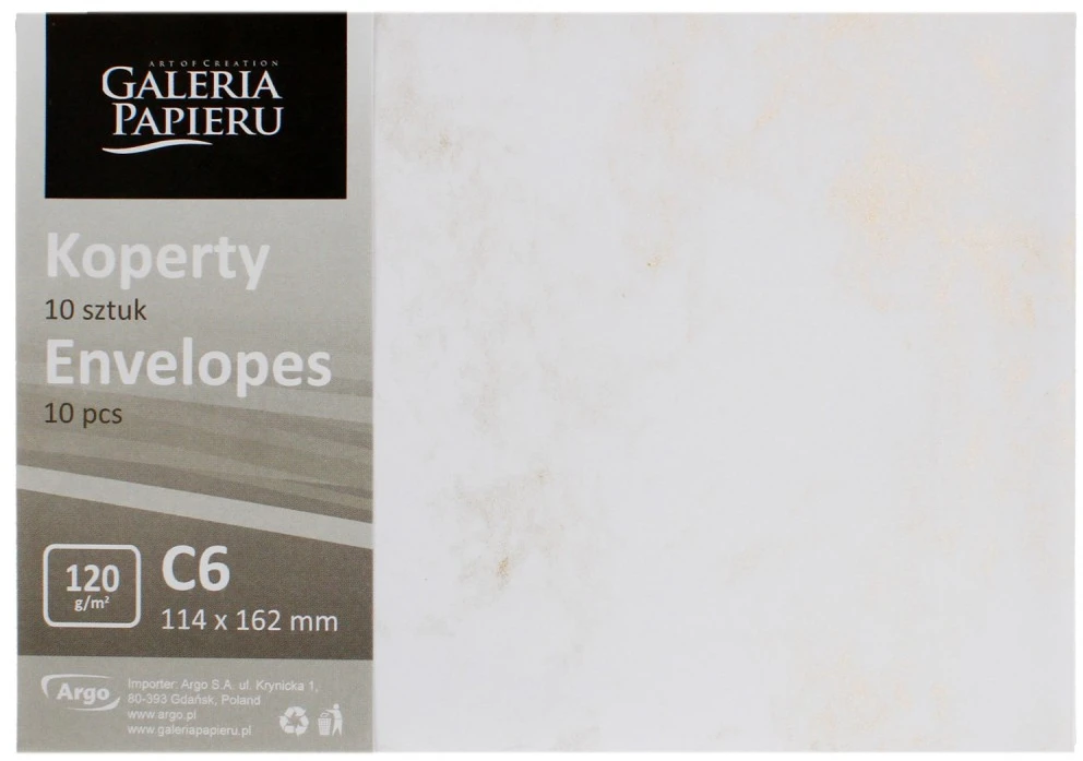 Galeria Papieru Vokai Galeri Papieru C6, Smooth light cream, 120g/m2, 10 vnt./pak