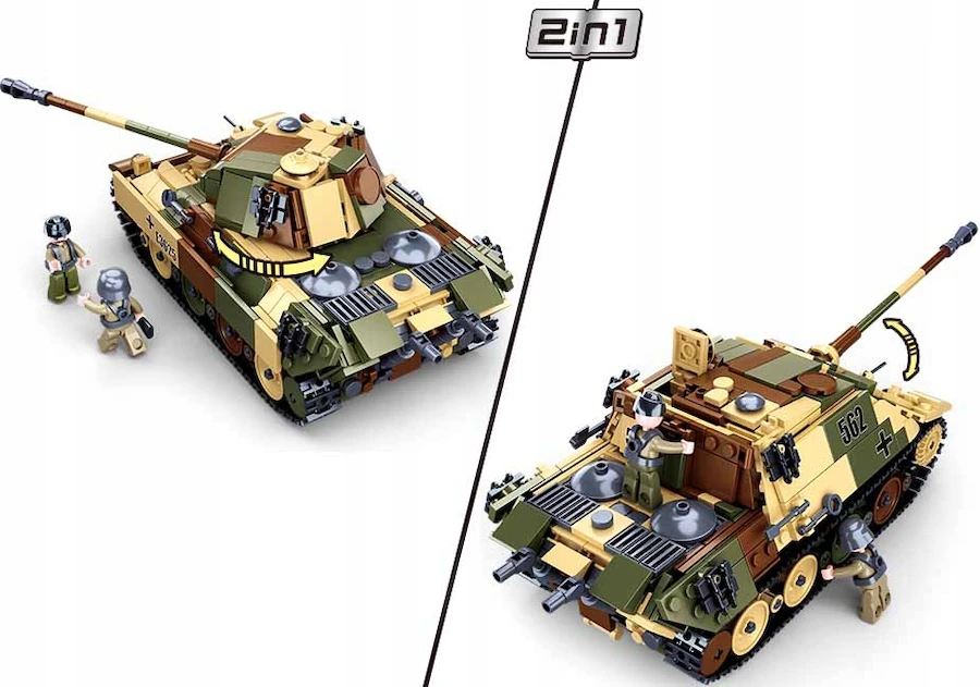 Vokietijos Panther Tank 725 El Modelis 2in1 Sluban Blocks Army Military B0859