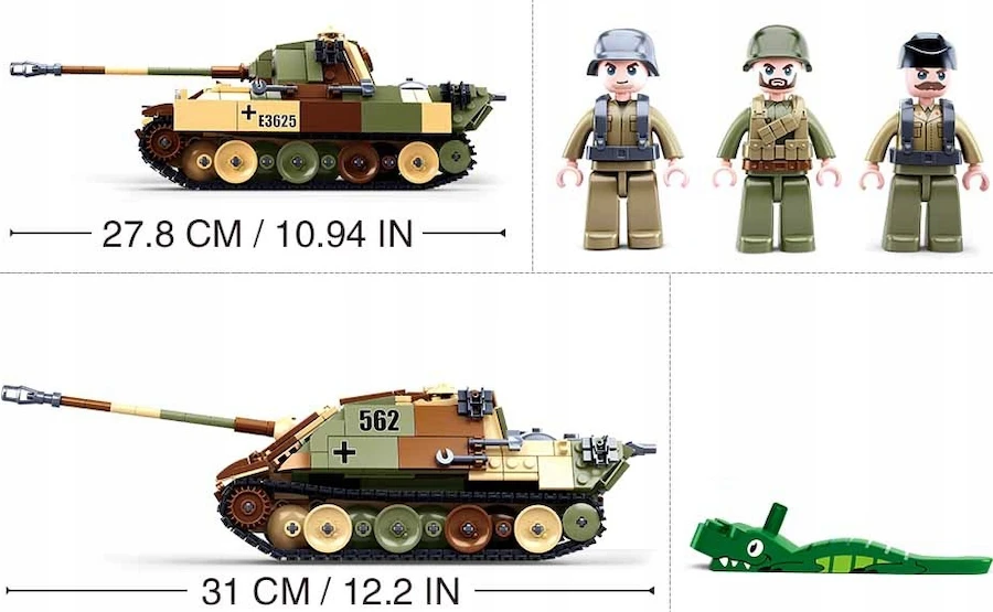 Vokietijos Panther Tank 725 El Modelis 2in1 Sluban Blocks Army Military B0859