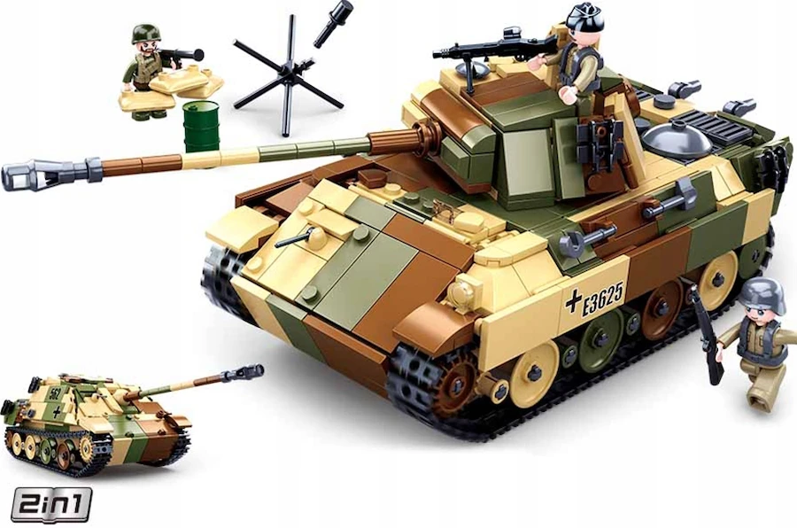 Vokietijos Panther Tank 725 El Modelis 2in1 Sluban Blocks Army Military B0859