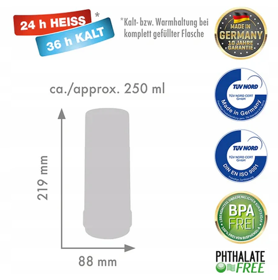 ROTPUNKT Glass thermos, capacity 0.250 l, olive (žalias)