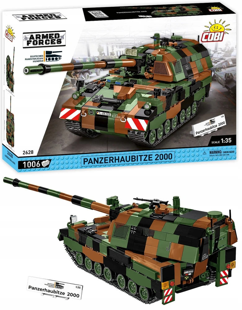 Vokiška savaeigė haubica COBI 2628 BLOCKS PANZERHAUBITZE 2000