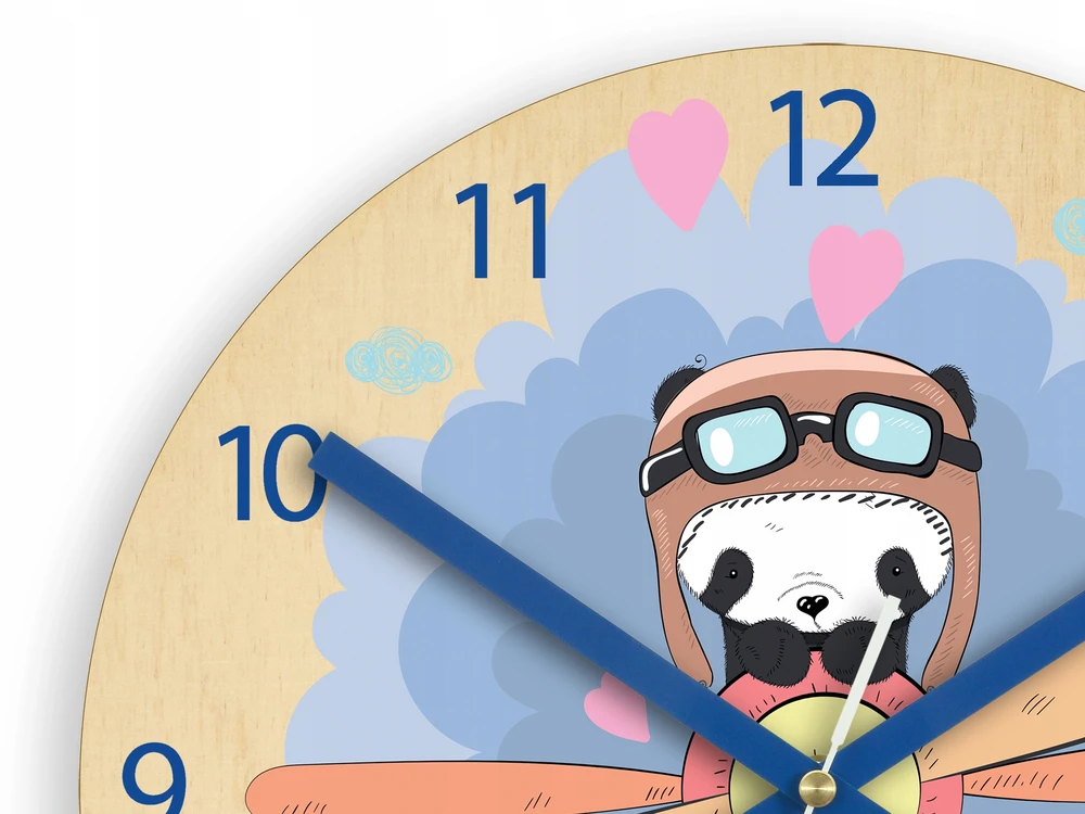Volan Laikrodis na Ścianę Cichy do pokoju dziecięcego Drewniany Nowoczesny Meškiukas Pilot